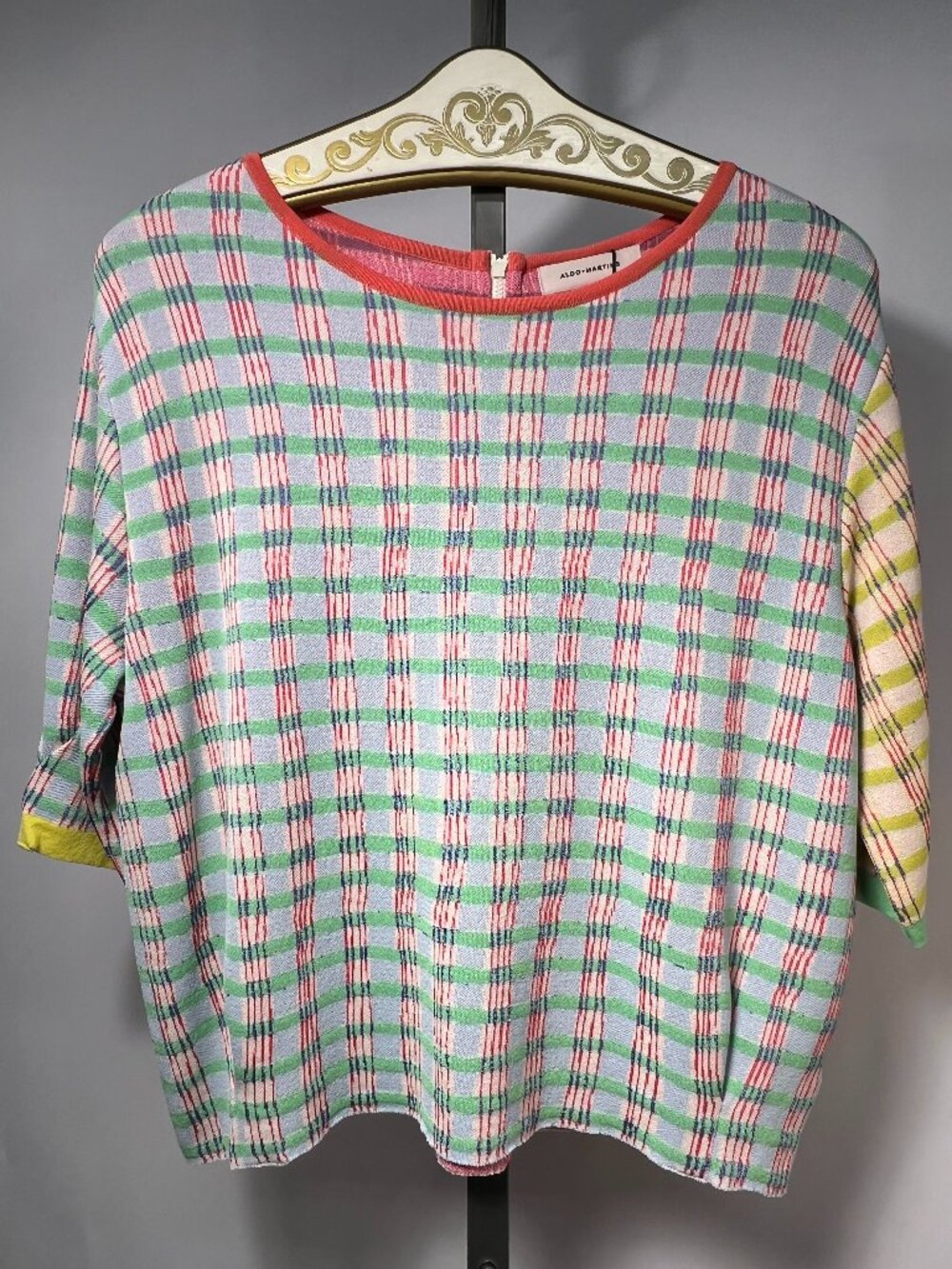 Aldo Martins Dojo Knit Top - Colorful Mixed Pattern Pastel Luxury Knit NWT S